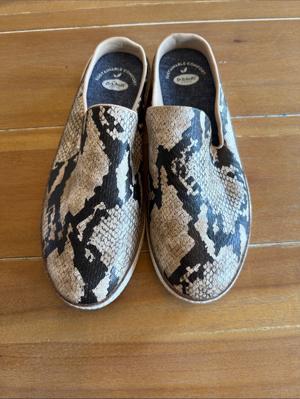 Dr. Scholl's Slip-On Snake Print Sneakers - Beige and Black - Picture 3 of 8